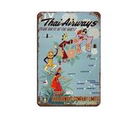 Vintage Thailand Travel Tin Sign Vintage Metal Pub Club Cafe Bar Home Wall Art Decoration Poster Retro 8x12inch(20x30cm)