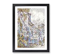 Vintage The Animal Kingdom 1897 Giraffes Modern Bg Framed Wall Art Print, Ready to Hang Picture for Living Room Bedroom Home Office Décor, Black A2 (64 x 46 cm)