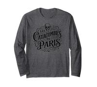 Vintage The Catacombs of Paris Black Print Long Sleeve T-Shirt