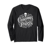 Vintage The Catacombs of Paris White Print Long Sleeve T-Shirt