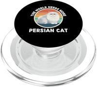 Vintage The World Needs More Persian Cat Retro Cats Lover PopSockets PopGrip for MagSafe