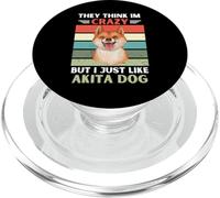 Vintage They Think Im Crazy But I Just Like Akita Dog Lover PopSockets PopGrip for MagSafe