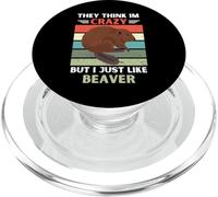 Vintage They Think Im Crazy But I Just Like Beaver Lover PopSockets PopGrip for MagSafe