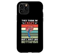 Vintage They Think Im Crazy But I Just Like Betta Fish Lover Case for iPhone 11 Pro