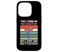 Vintage They Think Im Crazy But I Just Like Betta Fish Lover Case for iPhone 14 Pro