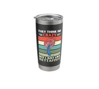 Vintage They Think Im Crazy But I Just Like Betta Fish Lover Stainless Steel Insulated Tumbler