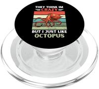 Vintage They Think Im Crazy But I Just Like Octopus Lover PopSockets PopGrip for MagSafe