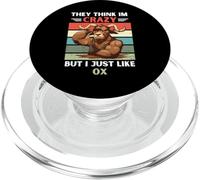 Vintage They Think Im Crazy But I Just Like Ox Lover PopSockets PopGrip for MagSafe