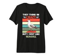 Vintage They Think Im Crazy But I Just Like Seagulls Lover Premium T-Shirt