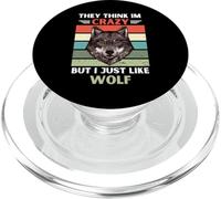 Vintage They Think Im Crazy But I Just Like Wolf Lover PopSockets PopGrip for MagSafe