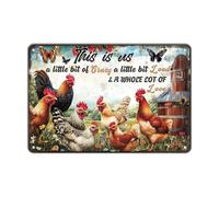 Vintage This Is Us A Little Bit Of Crazy A Little Bit Loud Chicken Metal Sign Chicken Coop Poster Wall Decor Home Garden Outdoor Farmhouse Plaque 8"x12"