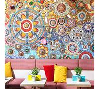Vintage Three-Dimensional Tile Color Pattern Wallpaper Moroccan Ethnic Style Bohemian Fashion Nail Shop Wallpaper Living Room for Bedroom Rose Gold Retro-200cm×140cm