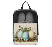 Vintage Three Easter Eggs with Small Ribbon Shoe Bag for Travel Daily Use Anti-dust Storage Carrier Golf Shoe Pouch
