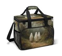 Vintage Three Ghosts in The Woods Camping Cooler Bag Insulated Beach Coolers Portable Leak Proof Bags with Shoulder Strap