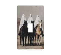Vintage Three Ghosts Riding Black Horses Light Switch Cover Decorative Single Toggle 1 Gang Wall Plate for Kitchen Farmhouse Bedroom Bathroom Art Decor
