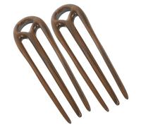 Vintage Three Prong Sandalwood Hair Fork 2pcs Coffee