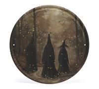 Vintage Three Witches in The Forest Witchy Round Tin Sign Dark Forest Witch Vintage Metal Tin Signmetal Plaque Metal Vintage Tin Signs for Cafe Restaurant Garage Club Bar 30cmx30cm