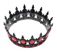 Vintage Tiara Crown Alloy Headpiece for Women Black Red | Baroque Style, Lightweight Versatile Accessory for Birthdays and Halloween Costume Party