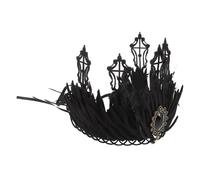 Vintage Tiara for Women Black Fabric Halloween Season Headpiece | Gothic Baroque Style, Comfortable Fit for Photo Shoots and Prom, 1 X Tiara, Queen Costumes