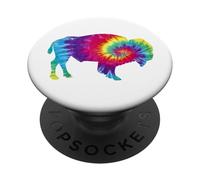 Vintage Tie Dye Bison American Buffalo Retro T-Shirt PopSockets Adhesive PopGrip