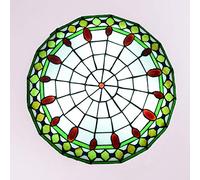 Vintage Tiffany Style Ceiling Light Round Colorful Glass Shade Retro Pendant Lamp for Living Room Bedroom Dining Room Kitchen Hallway Bathroom E27 30CM Green