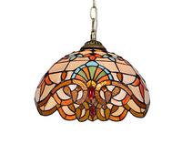 Vintage Tiffany Style Chandeliers, Stained Glass Ceiling Light Fixtures, Modern Adjustable Pendant Hanging Lamp for Bedroom Living Room Dining Room Kitchen [ Energy Class A ++ ],A,30CM