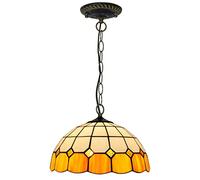 Vintage Tiffany-Style Mediterranean Pendant Light, 12" Wide, 36" Tall, Colorful Stained Glass Chandelier, Medium Size, Elegant Hanging Fixture for Home Decor