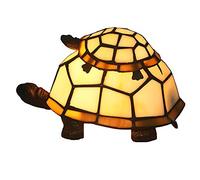Vintage Tiffany Style Tortoise Lamp Decorative Bedside Table Lamp Stained Glass Mother & Child Turtle Shaped Night Lights for Bedroom Living Room Cafe Bar Restaurant Decorative Lighting E14
