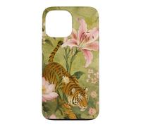 Vintage Tiger Amidst Blossoms Asian Garden Art Flower Lover Case for iPhone 13 Pro Max
