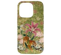 Vintage Tiger Amidst Blossoms Asian Garden Art Flower Lover Case for iPhone 14 Pro