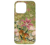Vintage Tiger Amidst Blossoms Asian Garden Art Flower Lover Case for iPhone 15 Pro Max
