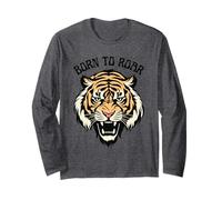 Vintage Tiger Born to Roar Graphic Tee Retro Animal Print Long Sleeve T-Shirt