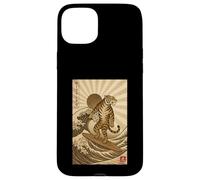 Vintage Tiger Surfing Kanagawa Japanese Ukiyo-e Surfer Case for iPhone 15 Plus