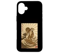 Vintage Tiger Surfing Kanagawa Japanese Ukiyo-e Surfer Case for iPhone 16 Plus