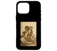 Vintage Tiger Surfing Kanagawa Japanese Ukiyo-e Surfer Case for iPhone 16 Pro Max