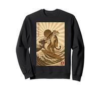 Vintage Tiger Surfing Kanagawa Japanese Ukiyo-e Surfer Sweatshirt