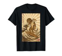 Vintage Tiger Surfing Kanagawa Japanese Ukiyo-e Surfer T-Shirt
