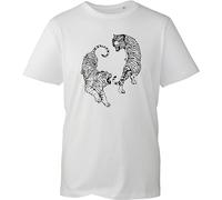 Vintage Tiger Tattoo Art T-Shirt, Traditional Chinese Tiger Graphic, Timeless Tattoo Flash Print, Bold Line Art Unisex Casual Tee (White, 12 Years)