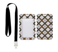 Vintage Tile Badge Holder with Black Lanyard, Travel Card Holder, Vertical ID Cards Protector for Driver, Vertical Name Badges Protector for Nurse, Teacher Stuff Nurse Accessories