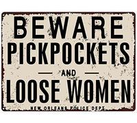 Vintage Tin Metal Sign Beware Of Pickpockets And Loose Women Decor Poster Wall Art Decor Kitchen For Home Cafes Sign Plaque 20x30cm