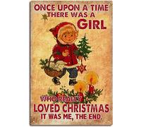Vintage Tin Metal Signs Once Upon A Time There Was A Girl Who Really Loved Christmas, Christmas Sign, Santa Claus Sign, Merry Christmas, Christmas Decor Tin Signs 8X12inch-Tin Sign
