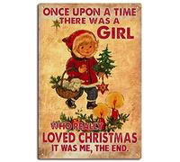 Vintage Tin Metal Signs Once Upon A Time There Was A Girl Who Really Loved Christmas, Christmas Sign, Santa Claus Sign, Merry Christmas, Christmas Decor Tin Signs 20x30cm-Tin Sign