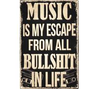 Vintage Tin Music Sign Retro Metal Funny Signs for Home Decor Stylish Wall Art Plaques Gift for Bathroom Kitchen and Gothic Wall Decor in Every Room 12x8 inch
