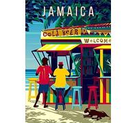 Vintage Tin Poster Jamaica Caribbean Landscape Traditional Beach Bar Party NaïVe Metal Tin Sign 8x12 Inch Retro Home Garage Bar Restaurant Wall Decor New