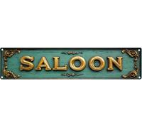 Vintage Tin SALOON Sign Retro Metal Sign, Suitable for bars, cafes, beach houses, backyards Plaque 4x16 Inch