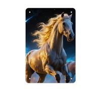 Vintage Tin Sign 8x12 Inch - Rustic Dustproof Metal with Pre-Drilled Holes, Cool Running Horse Wall Decor for Man Cave, Garage, Bar, Kitchen & Office