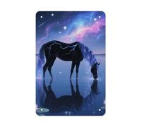 Vintage Tin Sign 8x12 Inch - Rustic Dustproof Metal with Pre-Drilled Holes, Galaxy Horse Wall Decor for Man Cave, Garage, Bar, Kitchen & Office