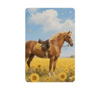 Vintage Tin Sign 8x12 Inch - Rustic Dustproof Metal with Pre-Drilled Holes, Horse Wall Decor for Man Cave, Garage, Bar, Kitchen & Office