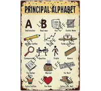 Vintage Tin Sign - Back To School, Principal Alphabet Aiming High, Balance, Connections, Data, Energy - Wall Art For Home Or Office Decore Poster For Spiritual - Metal Plaque 8 Inch X 12 Inch