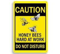 Vintage Tin Sign Caution Honey Bees Hard At Work Do Not Disturb Iron Painting Warning Wall Poster For Home Gate Garden Bars Cafes Office Store Pubs Club Gift Retro Metal Tin Sign 8X12 Inches